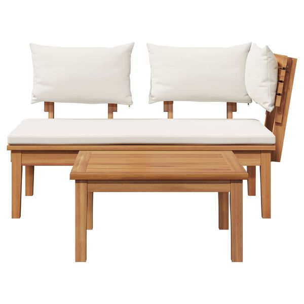 vidaXL Garden Bench 2 pcs Cream and Brown Solid Teak wood
