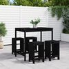 vidaXL 5 Piece Garden Bar Set Black Solid Wood Pine
