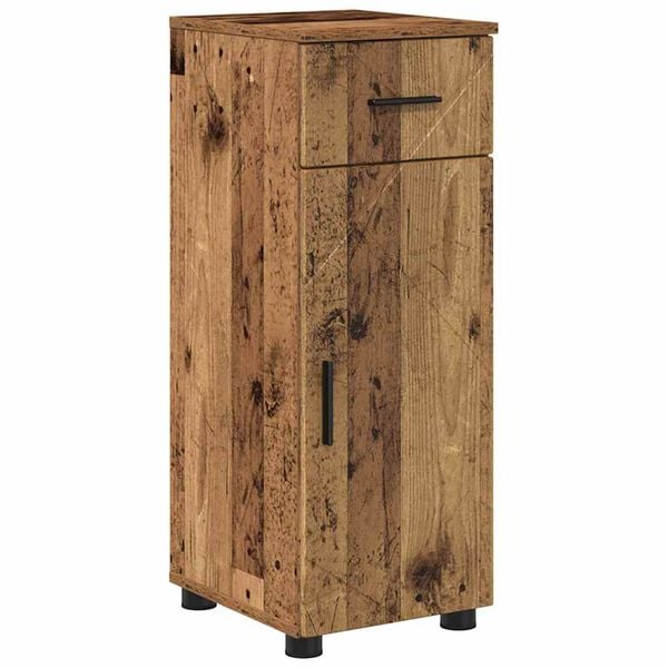 vidaXL Bathroom Cabinet with Drawer with Door Old Wood 30 x 35 x 80 cm