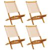 vidaXL Folding Garden Chairs 4 pcs Beige Fabric and Solid Wood