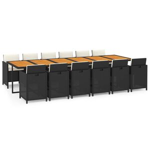 vidaXL Garden Dining Set | Black and brown, Cream white cushions
