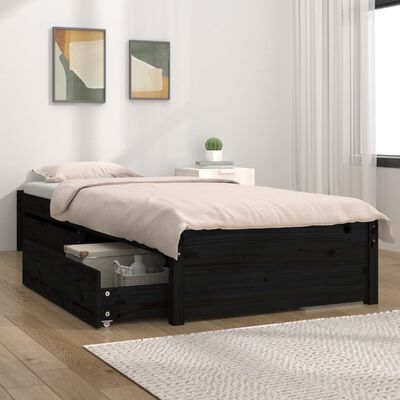 vidaXL Bed Frame with Drawers Black 90x200 cm