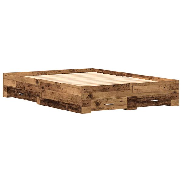 vidaXL Bed Frame with Drawer Old Wood 135 x 190 cm Engineered Wood