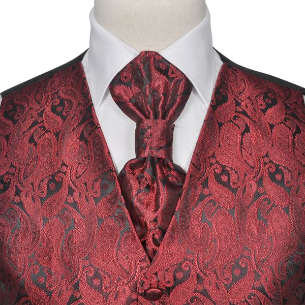 Men's Paisley Wedding Waistcoat Set Size 52 Burgundy