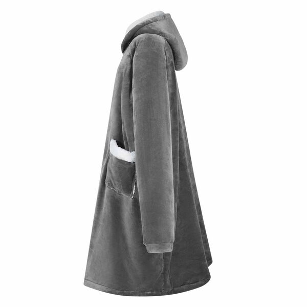 vidaXL Blanket Hoodie Dark Grey M Fleece and Flannel