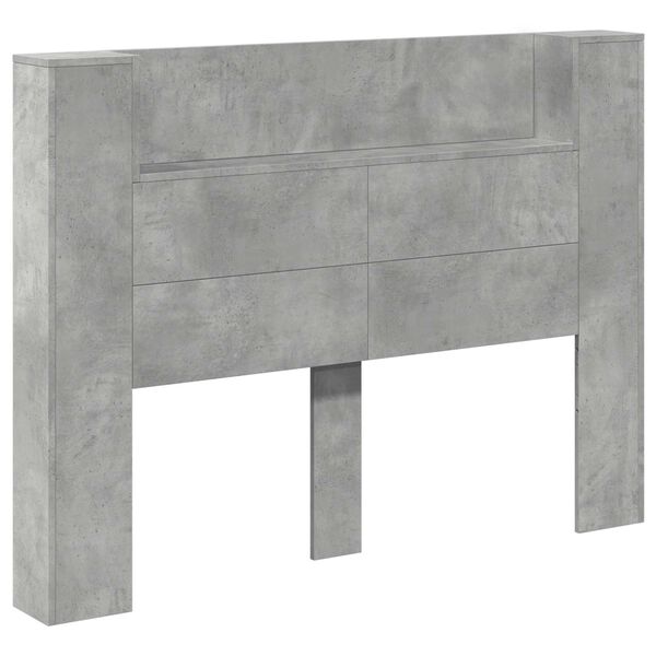vidaXL Headboard Cabinet with LED Concrete 140 x 16.5 x 103.5 cm