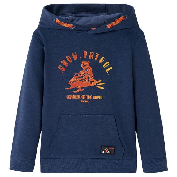 Kids' Hooded Sweatshirt Navy Melange and Orange 116