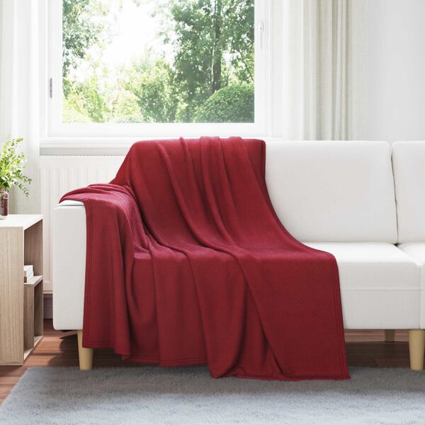vidaXL Throw Blanket Bordeaux Red 200 x 150 cm Fleece