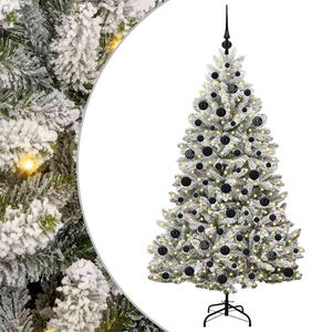 vidaXL Artificial Hinged Christmas Tree Green and White 180 cm