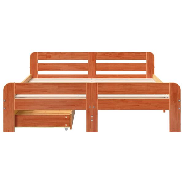 vidaXL Bed frame without Mattress Wax Brown 150x200 cm King Size Solid Wood Pine