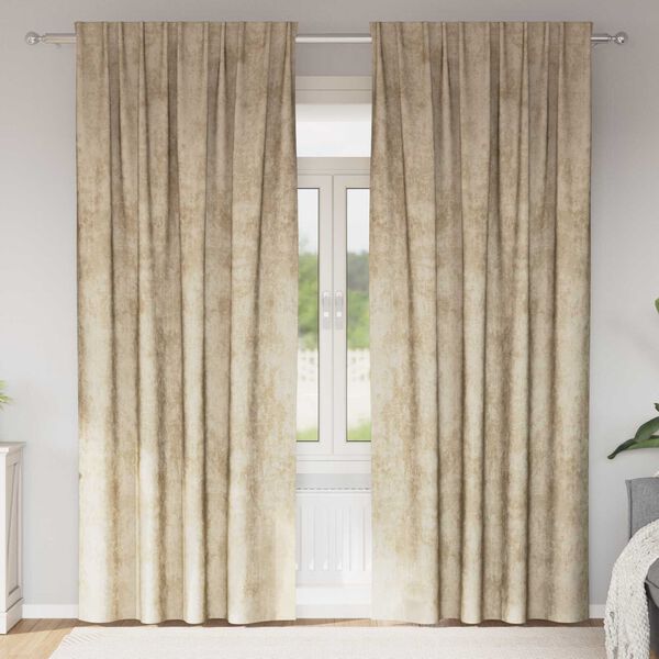 vidaXL Velvet Curtains with Curtains 2 pcs Cream 260 x 140 cm Velvet