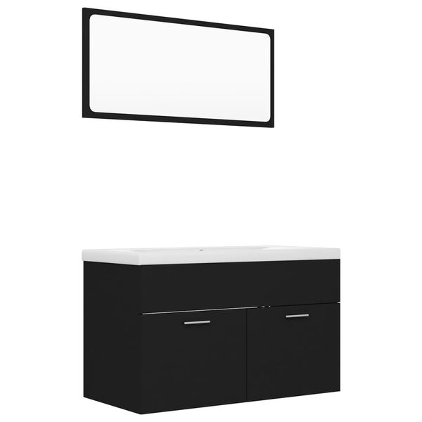 vidaXL Bathroom Furniture Set Black Engineered Wood