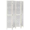 vidaXL Room Divider 4 Panels White Solid Wood Paulownia