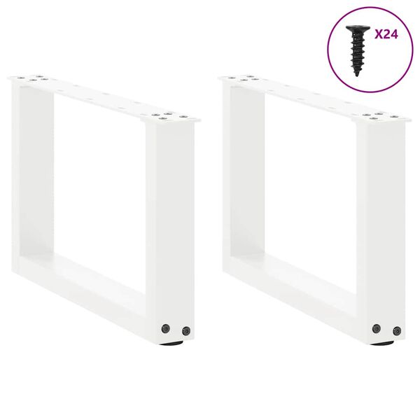 vidaXL Coffee Table Legs U-Shaped 2 pcs White 50x(30-31) cm Steel