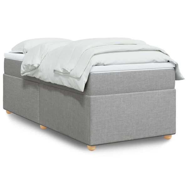 vidaXL Box Spring Bed with Mattress Light Grey 90x200 cm Fabric