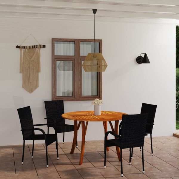 vidaXL 5 Piece Garden Dining Set Black