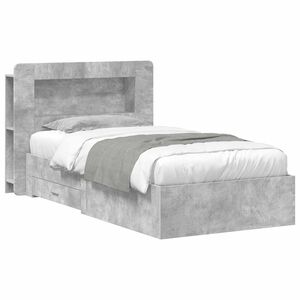 vidaXL Bed Frame with Storage with Headboard Concrete Grey 75 x 190 cm
