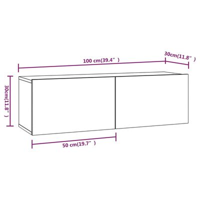 vidaXL Wall TV Cabinets 2 pcs Sonoma Oak 100x30x30 cm Engineered Wood