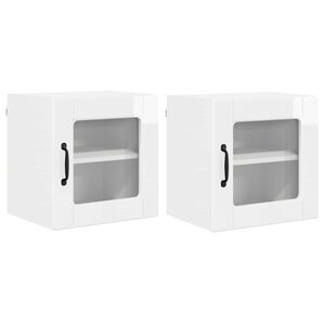 vidaXL Wall Glass Cabinet PORTO 2 pcs High Gloss White 40 x 31 x 40 cm
