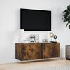 vidaXL TV Wall Cabinet with LED Lights Smoked Oak 100x31x35 cm
