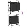 vidaXL Laundry Basket 2 Compartments with Wheels Black Oak