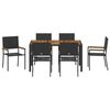 vidaXL Garden Dining Set 7 pcs Black Poly Rattan