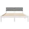 vidaXL Bed frame White and light grey 135 x 190 cm Solid pine wood