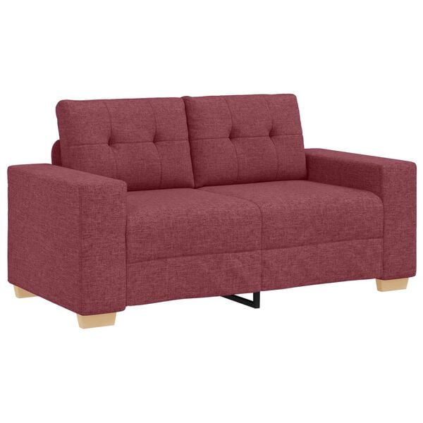 vidaXL Sofa 2 pcs Wine Red Fabric