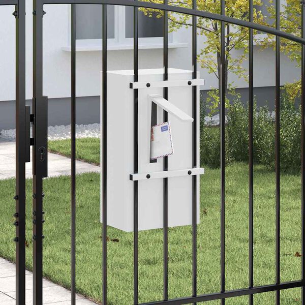 vidaXL Mailbox with Storage with Door White 30 x 20 x 55 cm Steel