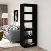 vidaXL Book Cabinet/Room Divider Black 60x35x167 cm Solid Pinewood