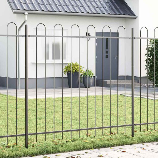 vidaXL Garden Fence 9 pcs Grey 15.3 x 1.5 m Powder-coated Steel