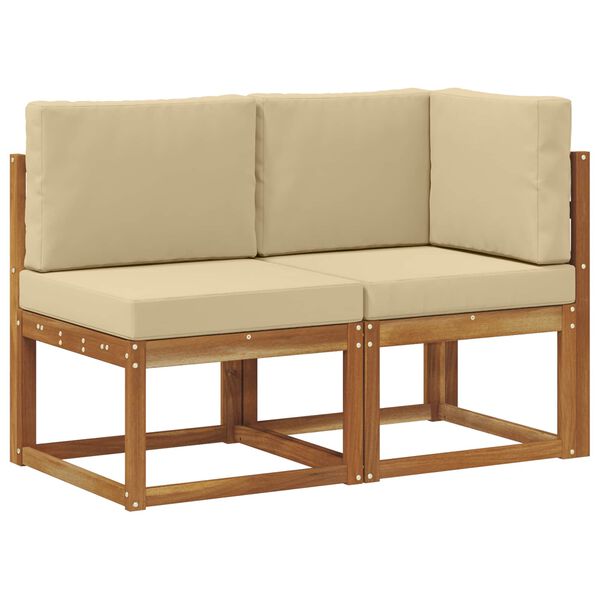vidaXL Outdoor Middle and Corner Sofa 2 Piece Natural and Beige