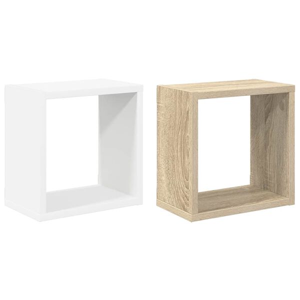 vidaXL Wall Cube Shelves 2 pcs White and Sonoma Oak 26x15x26 cm