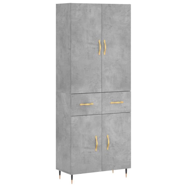 vidaXL Highboard Concrete Grey 69.5x34x180 cm Engineered Wood