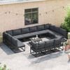 vidaXL Garden Sofa Set with Cushion 13 pcs Black Aluminium