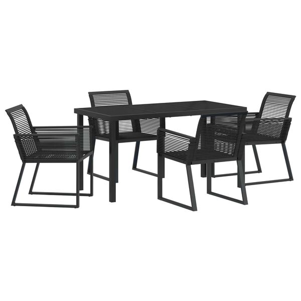 vidaXL Garden Dining Set 5 pcs Black Powder-Coated Steel
