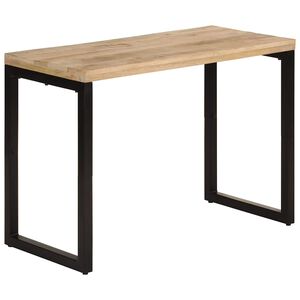 vidaXL Dining Table | Mango wood finish, Black frame | Solid mango wood, steel