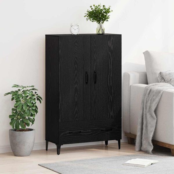 vidaXL Highboard Black Oak 70 x 31 x 115 cm Engineered Wood and Iron