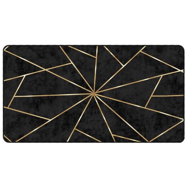 vidaXL Rug Washable Black and Gold 80x150 cm