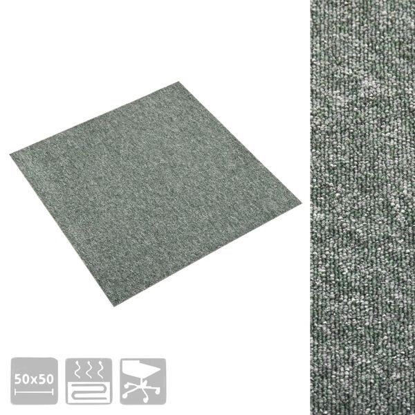 vidaXL Carpet Floor Tiles 20 pcs 5 m² 50x50 cm Green