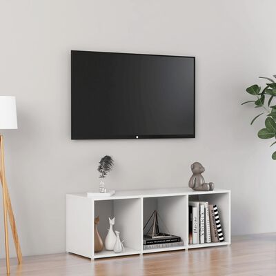 vidaXL TV Cabinet High Gloss White 107x35x37 cm Chipboard
