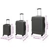 vidaXL Suitcase with Lock 3 pcs Dark Grey 50 x 31 x 78 cm ABS Plastic
