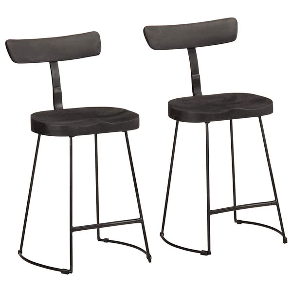 vidaXL Bar Stools 2 pcs Black 49x43x79 cm Solid Wood Mango