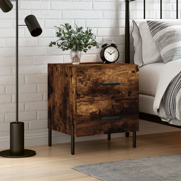 vidaXL Bedside Cabinet Smoked Oak 40x35x47.5 cm Engineered Wood