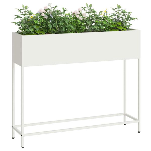 vidaXL Raised Garden Planter White 100 x 26 x 82 cm Steel