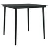 vidaXL Garden Dining Table | Black | Powder-coated steel, glass | 80 cm x 80 cm