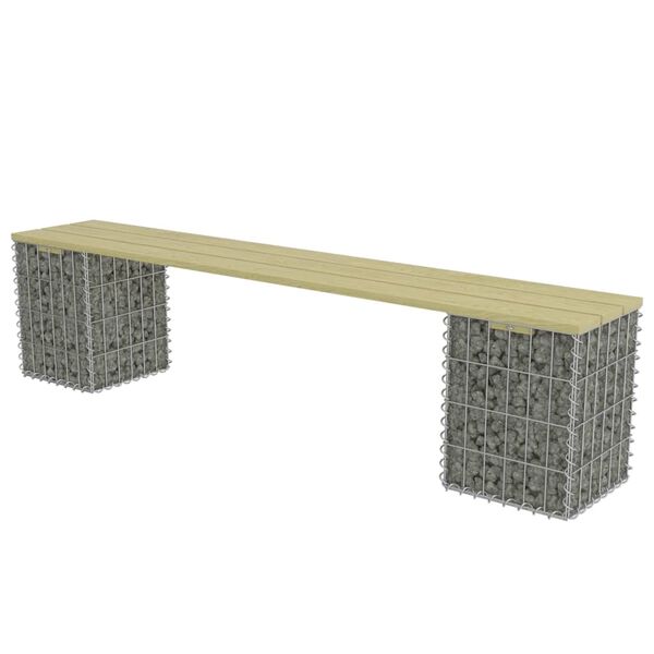 vidaXL Gabion Bench 180 cm Galvanised Steel and Pinewood