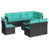 vidaXL 9 Piece Garden Sofa Set with Cushions Black Poly Rattan