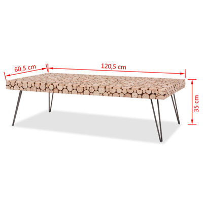 vidaXL Coffee Table Genuine Fir Wood 120.5x60.5x35 cm