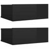 vidaXL Floating Nightstands 2 pcs High Gloss Black 40x30x15 cm Engineered Wood